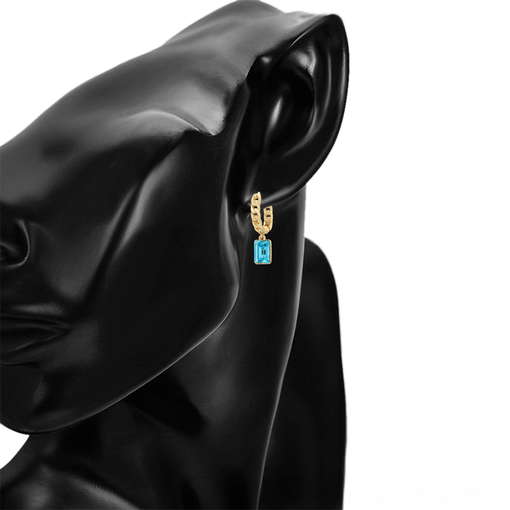 Pendientes de Aleación Bañado en Oro con Cristal Emporia® Azul