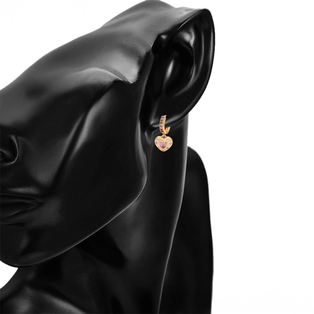 Pendientes de Aleación Bañado en Oro con Cristal Emporia® Rosa y Cristal Emporia® Blanco