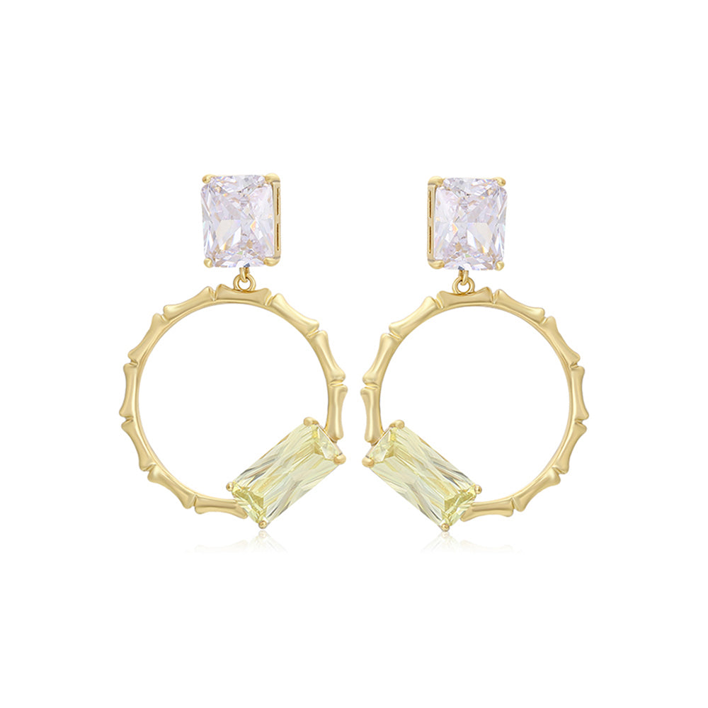 Pendientes de Aleación Bañado en Oro con Cristal Emporia® Verde y Cristal Emporia® Blanco