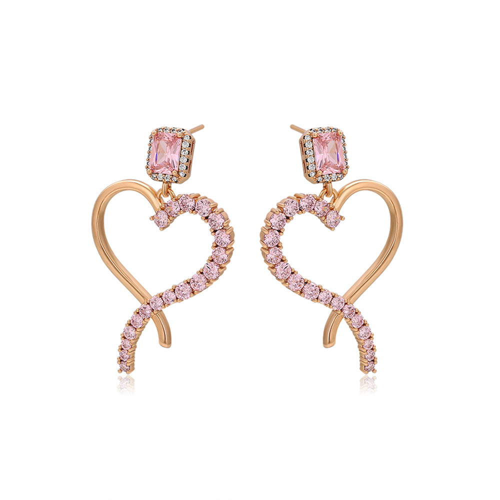 Pendientes de Aleación Bañado en Oro con Cristal Emporia® Rosa