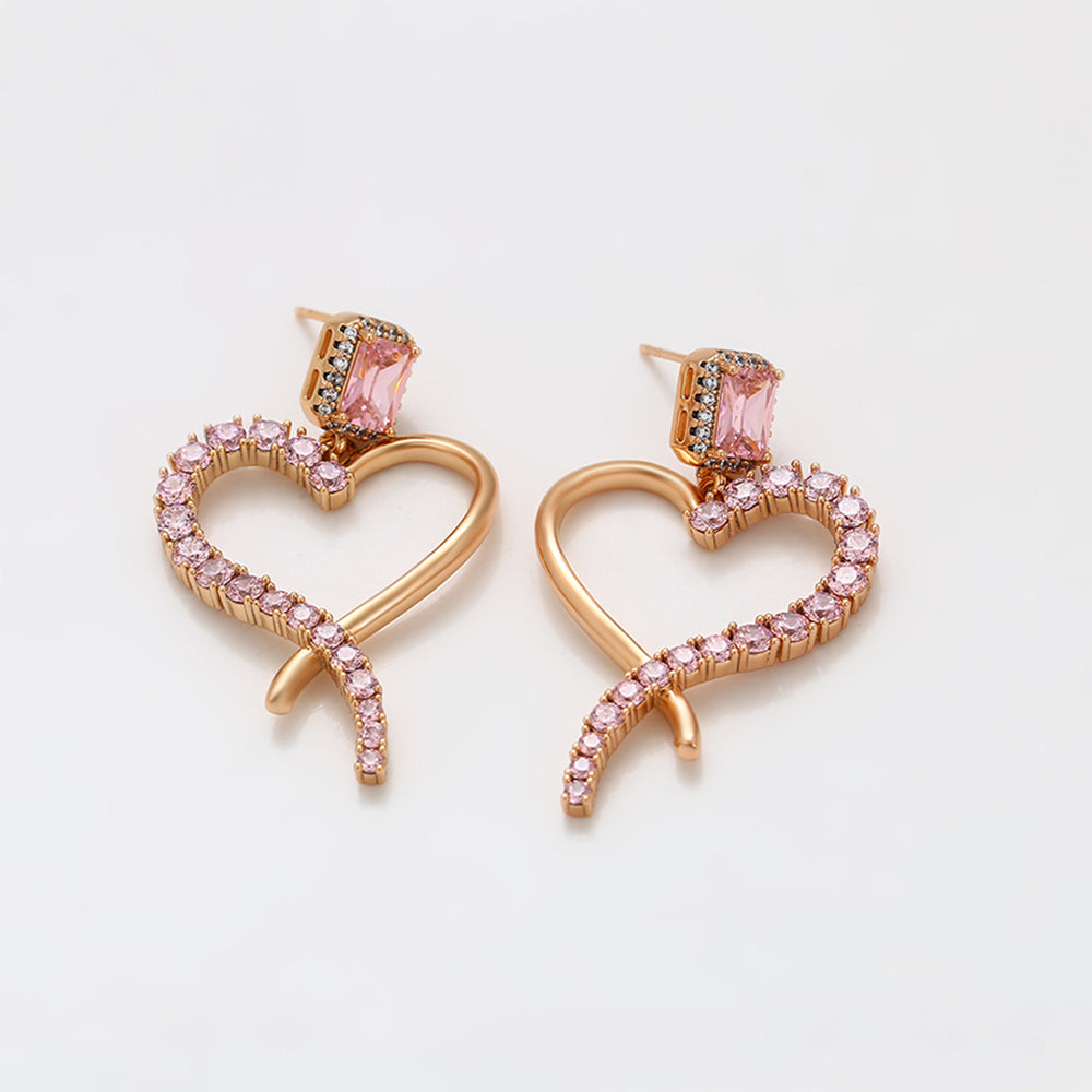 Pendientes de Aleación Bañado en Oro con Cristal Emporia® Rosa