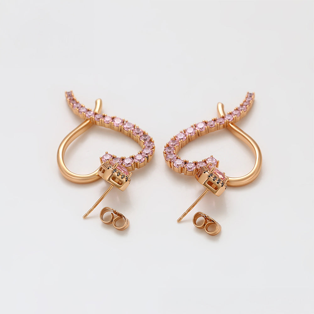 Pendientes de Aleación Bañado en Oro con Cristal Emporia® Rosa