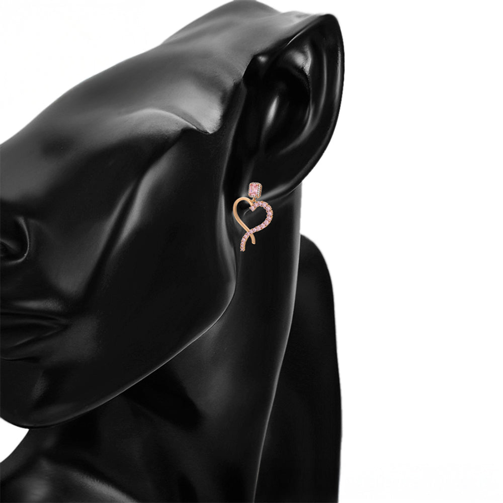 Pendientes de Aleación Bañado en Oro con Cristal Emporia® Rosa