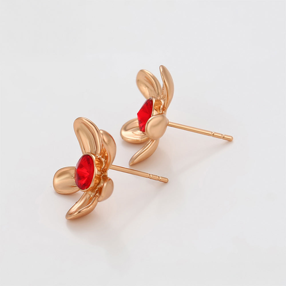 Pendientes de Aleación Bañado en Oro con Cristal Emporia® Rojo