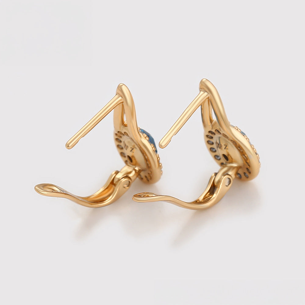 Pendientes de Aleación Bañado en Oro con Cristal Emporia® Azul y Cristal Emporia® Blanco