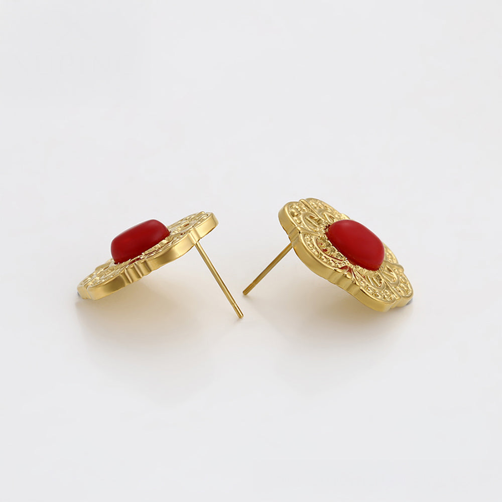 Pendientes de Aleación Bañado en Oro con Cristal Emporia® Rojo