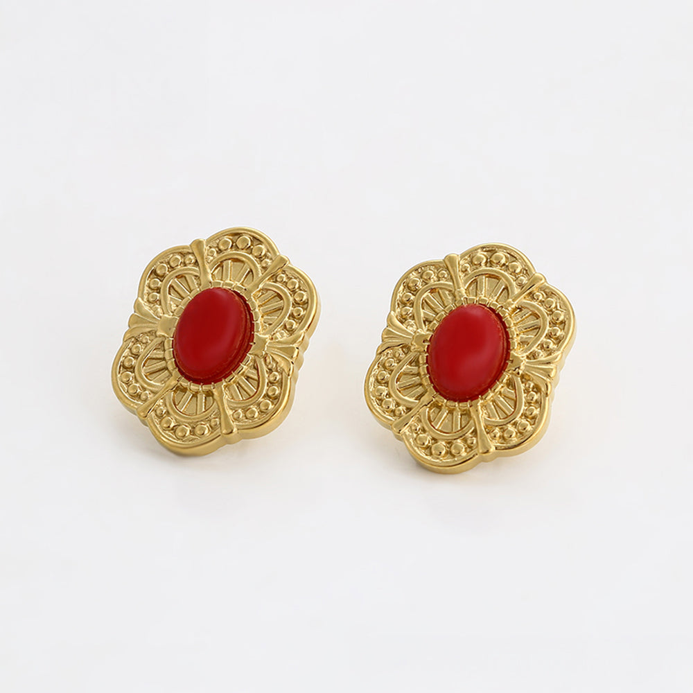 Pendientes de Aleación Bañado en Oro con Cristal Emporia® Rojo