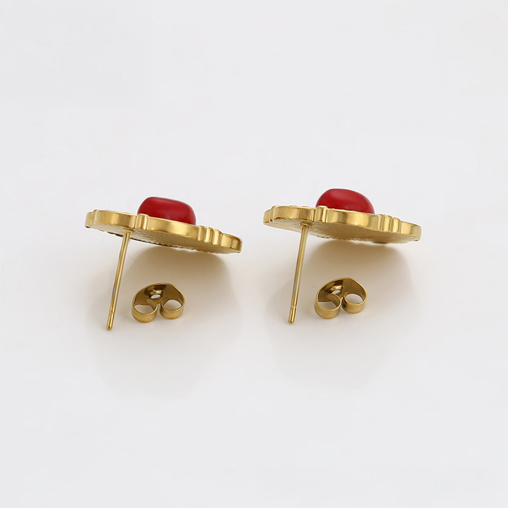 Pendientes de Aleación Bañado en Oro con Cristal Emporia® Rojo