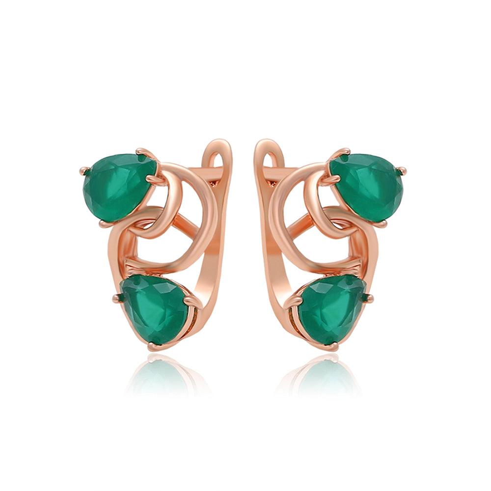 Pendientes de Aleación Bañado en Oro con Cristal Emporia® Verde
