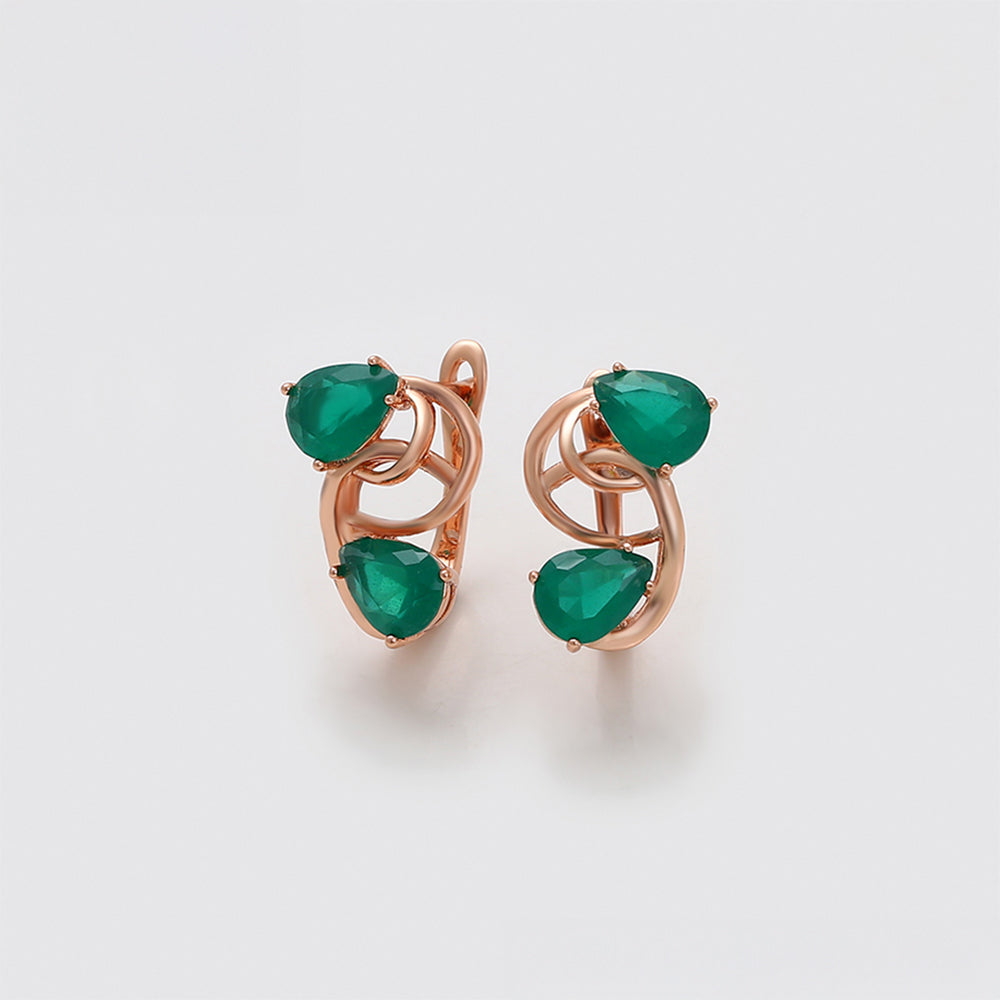 Pendientes de Aleación Bañado en Oro con Cristal Emporia® Verde