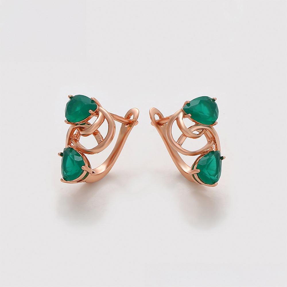Pendientes de Aleación Bañado en Oro con Cristal Emporia® Verde