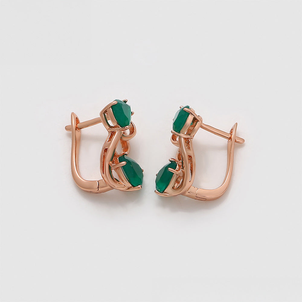 Pendientes de Aleación Bañado en Oro con Cristal Emporia® Verde