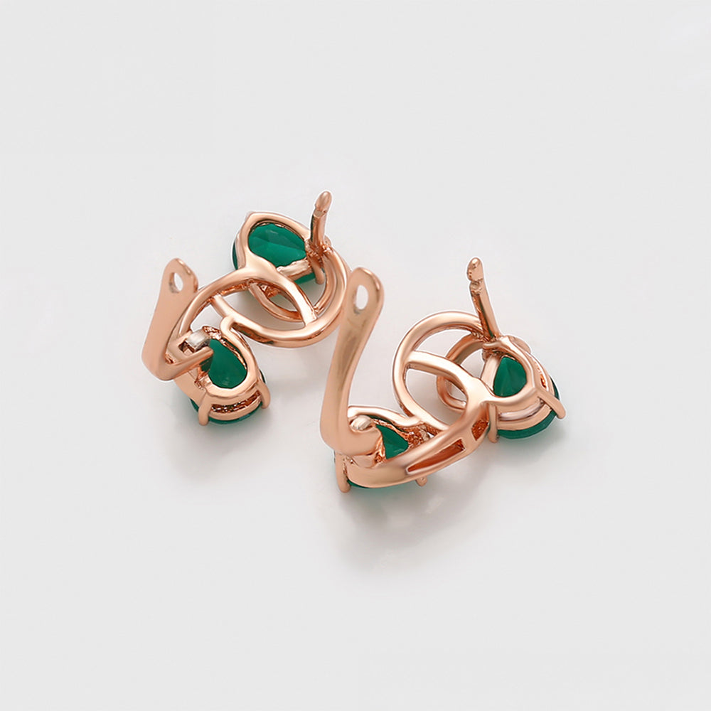 Pendientes de Aleación Bañado en Oro con Cristal Emporia® Verde