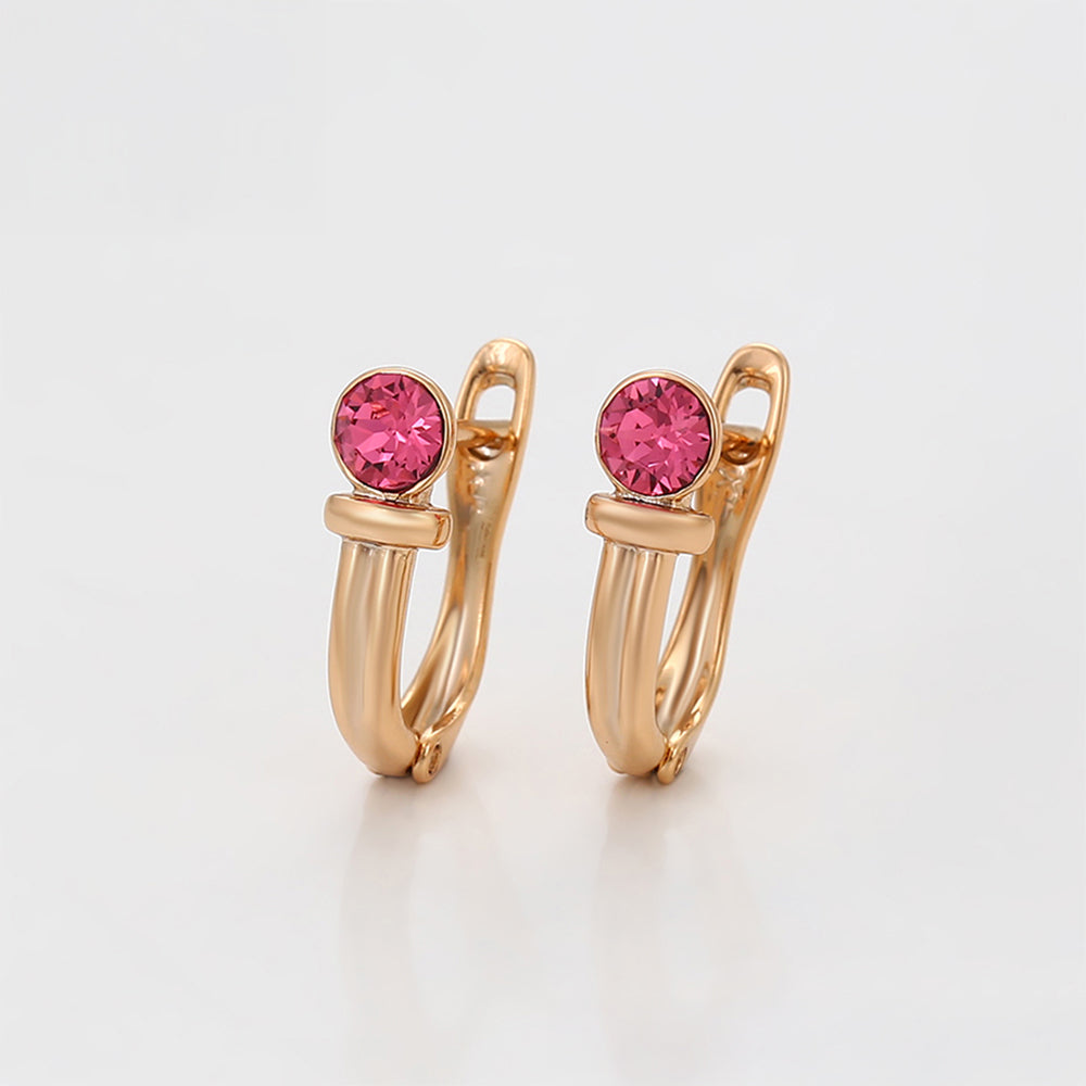 Pendientes de Aleación Bañado en Oro con Cristal Emporia® Rosa
