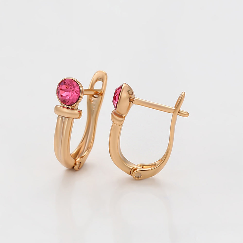 Pendientes de Aleación Bañado en Oro con Cristal Emporia® Rosa