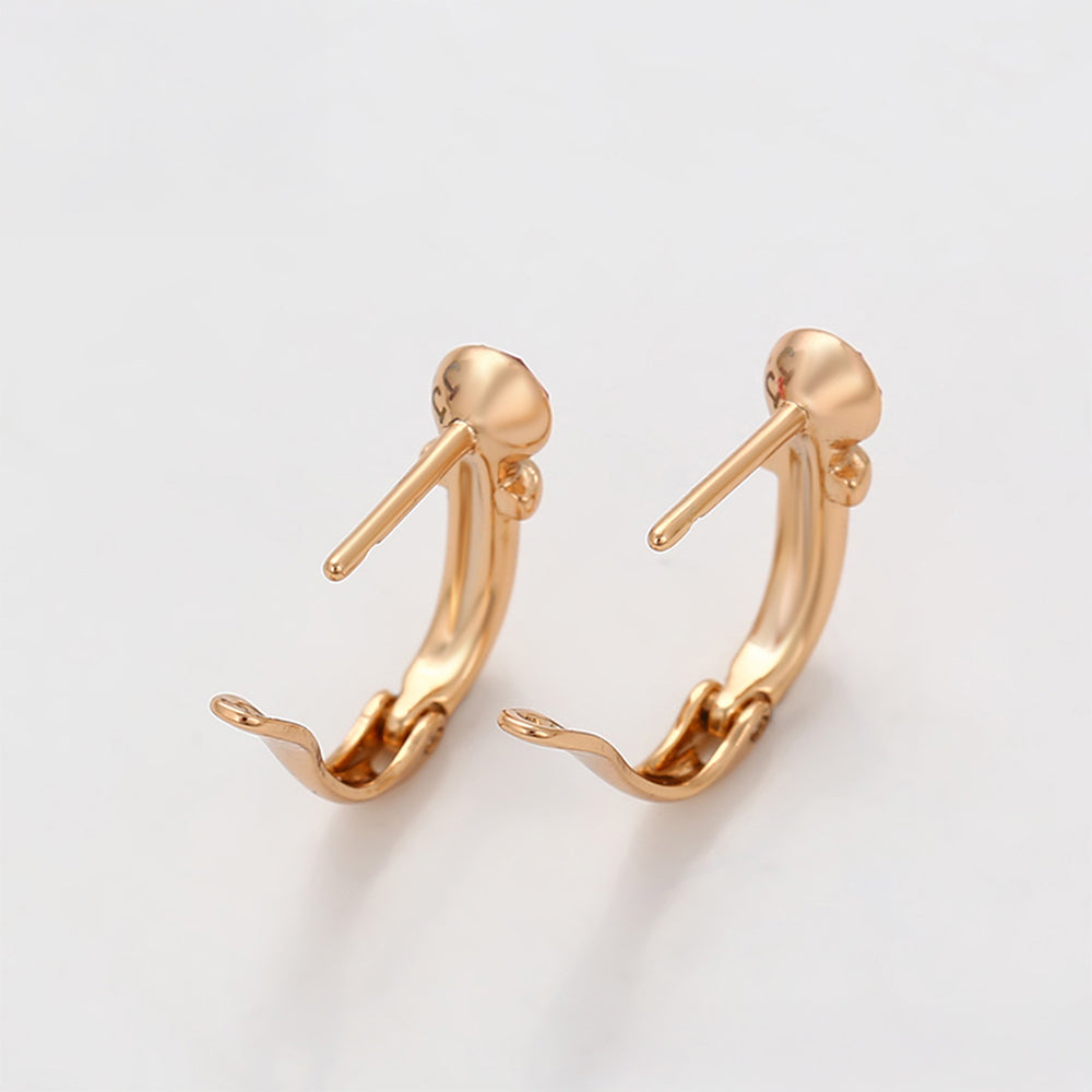 Pendientes de Aleación Bañado en Oro con Cristal Emporia® Rosa