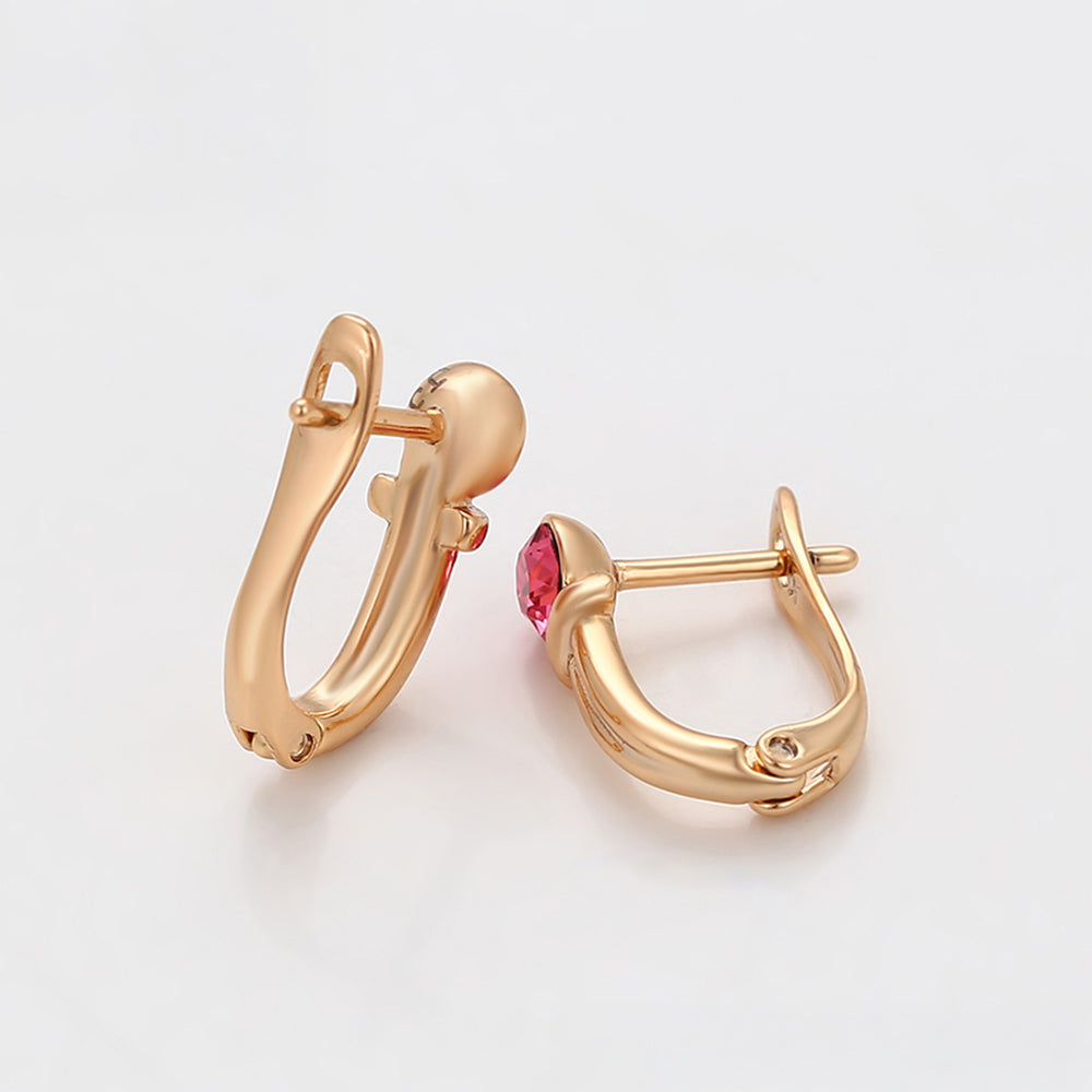 Pendientes de Aleación Bañado en Oro con Cristal Emporia® Rosa