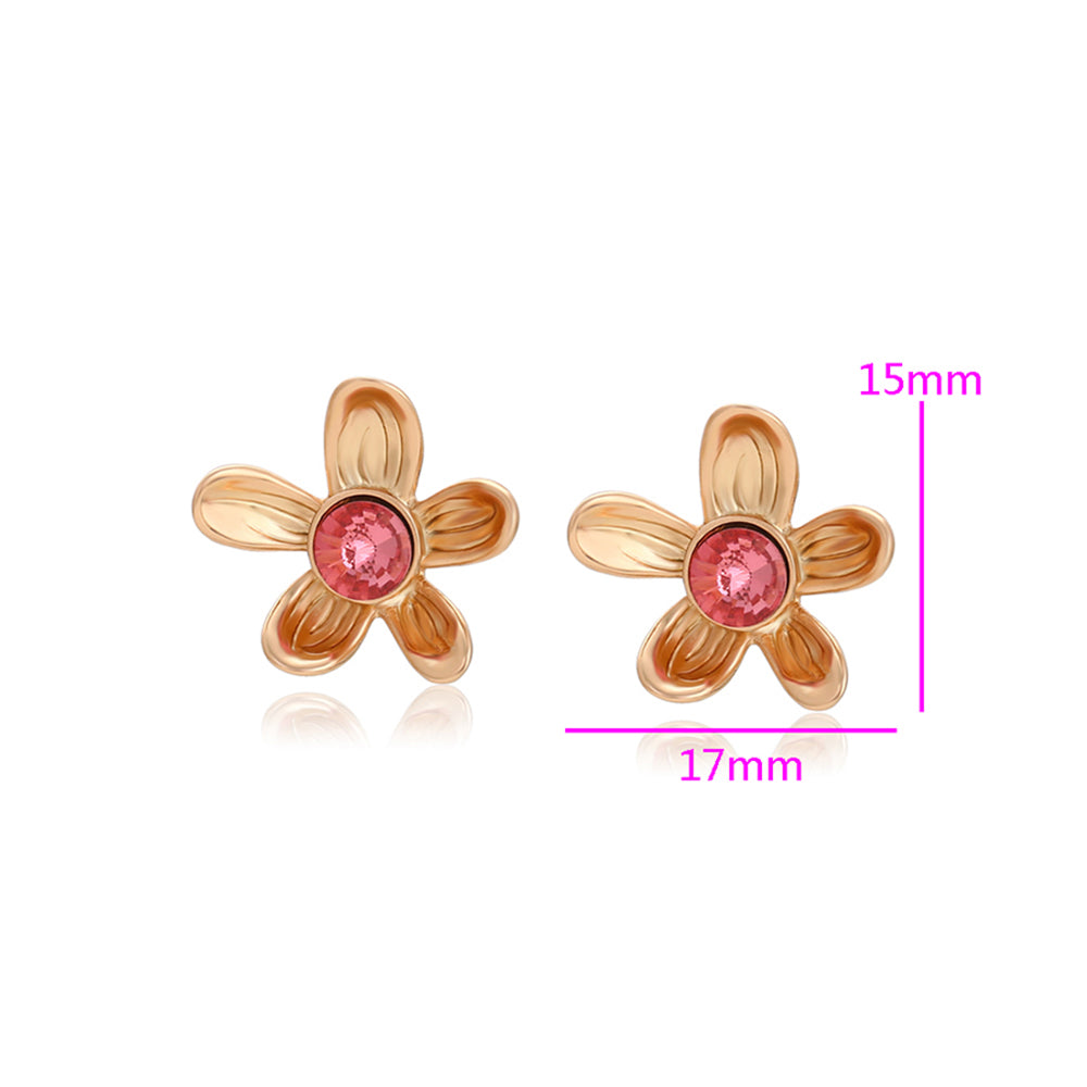 Pendientes de Aleación Bañado en Oro con Cristal Emporia® Rosa