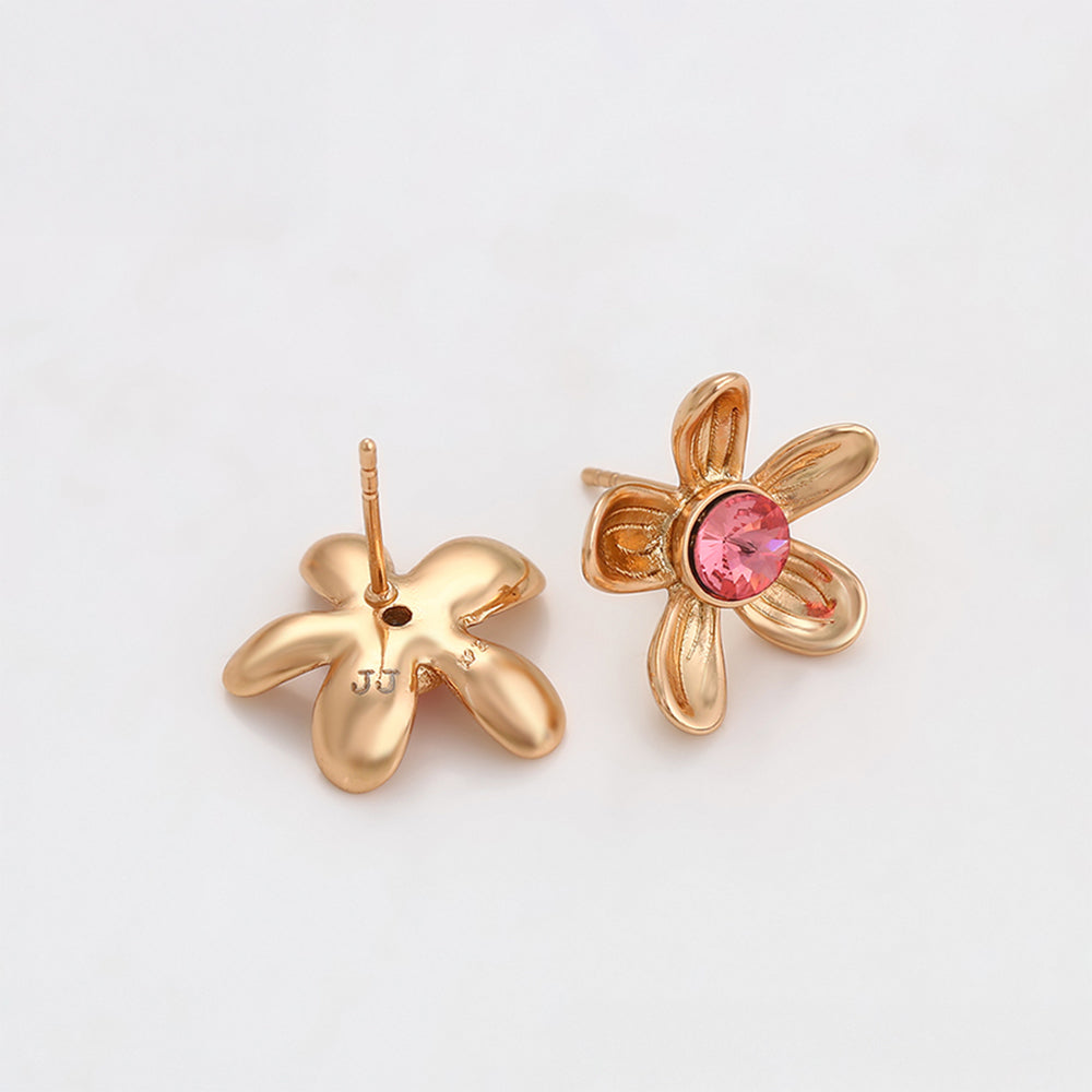 Pendientes de Aleación Bañado en Oro con Cristal Emporia® Rosa