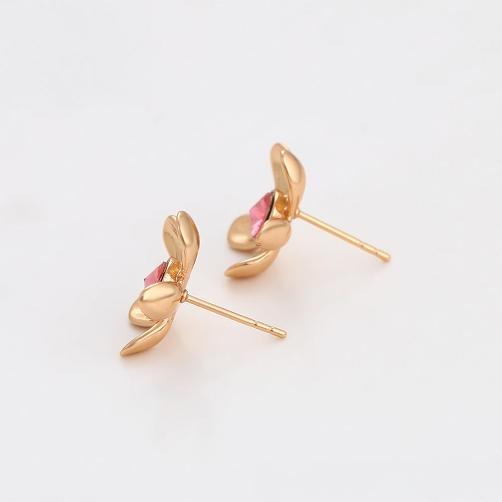 Pendientes de Aleación Bañado en Oro con Cristal Emporia® Rosa