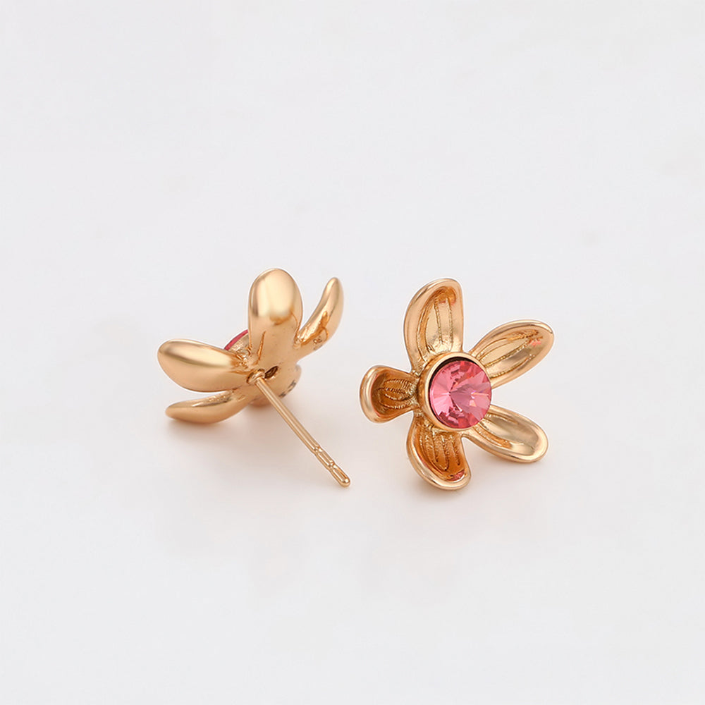 Pendientes de Aleación Bañado en Oro con Cristal Emporia® Rosa