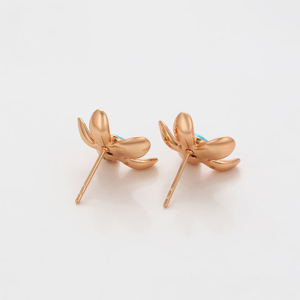 Pendientes de Aleación Bañado en Oro con Cristal Emporia® Azul