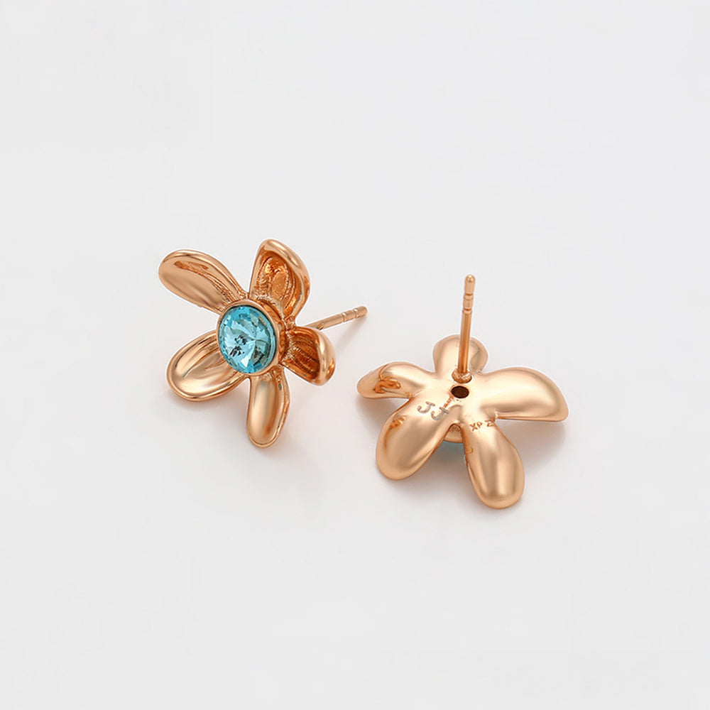 Pendientes de Aleación Bañado en Oro con Cristal Emporia® Azul