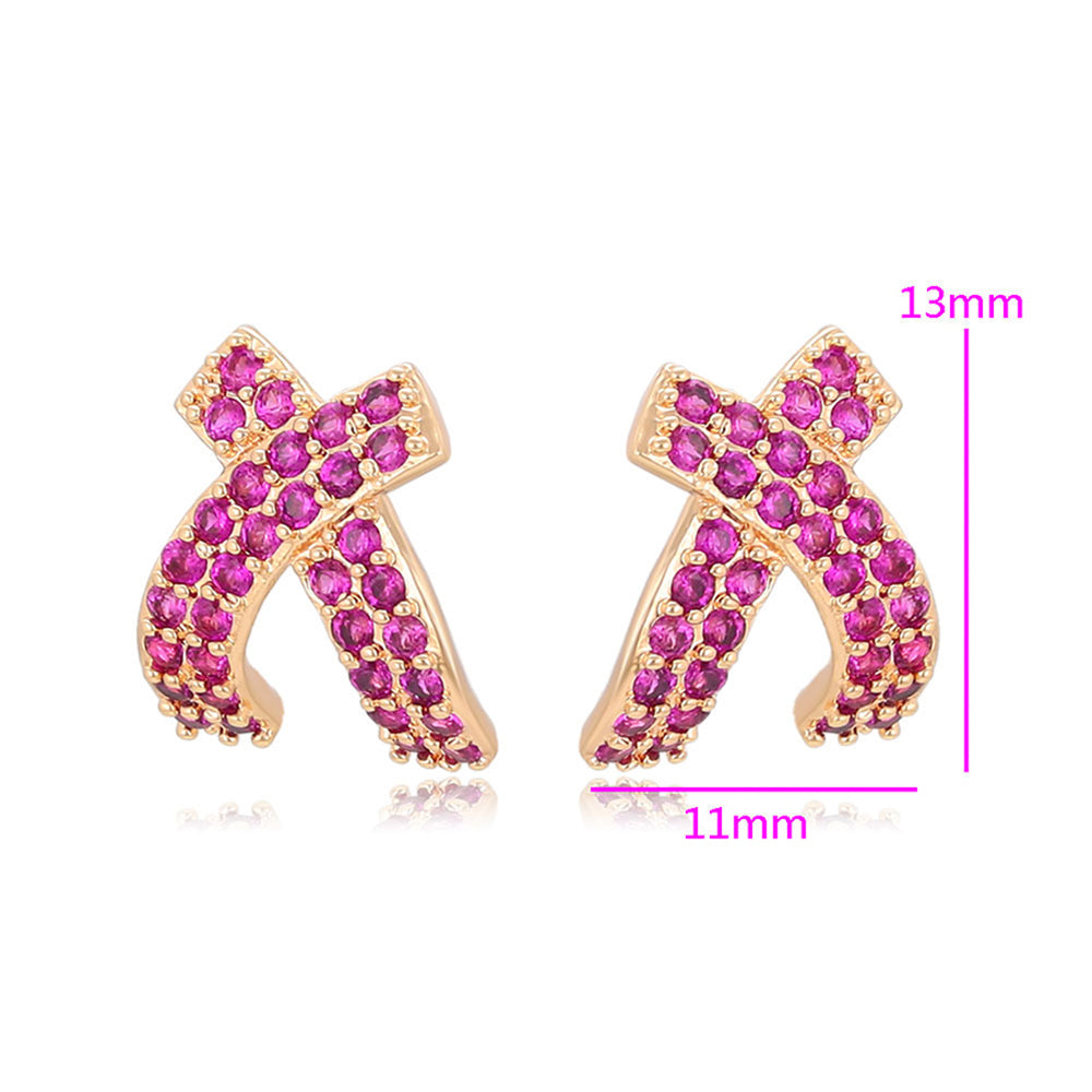 Pendientes de Aleación Bañado en Oro con Cristal Emporia® Rosa
