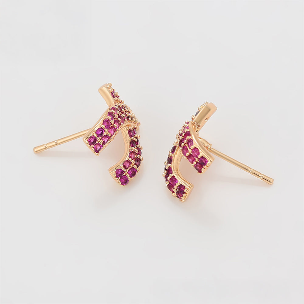 Pendientes de Aleación Bañado en Oro con Cristal Emporia® Rosa