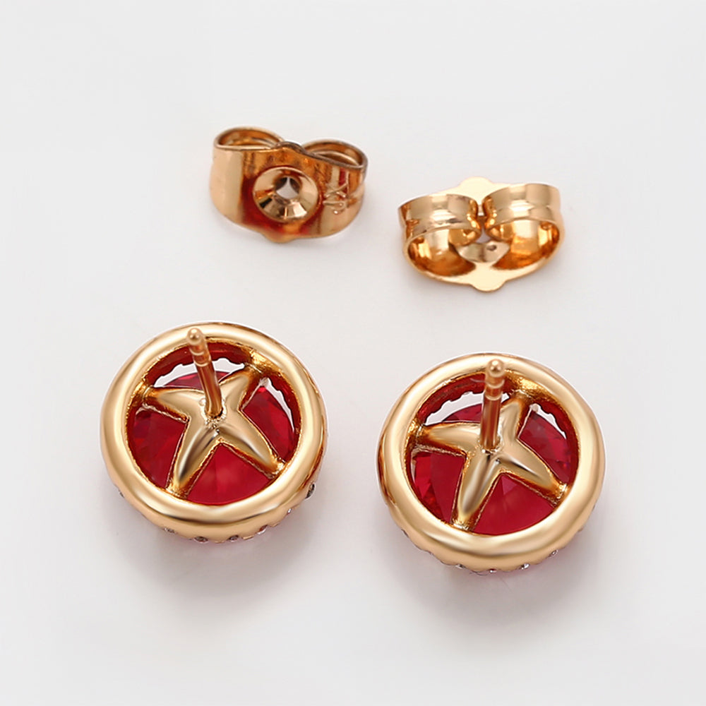 Pendientes de Aleación Bañado en Oro con Cristal Emporia® Rojo y Cristal Emporia® Blanco