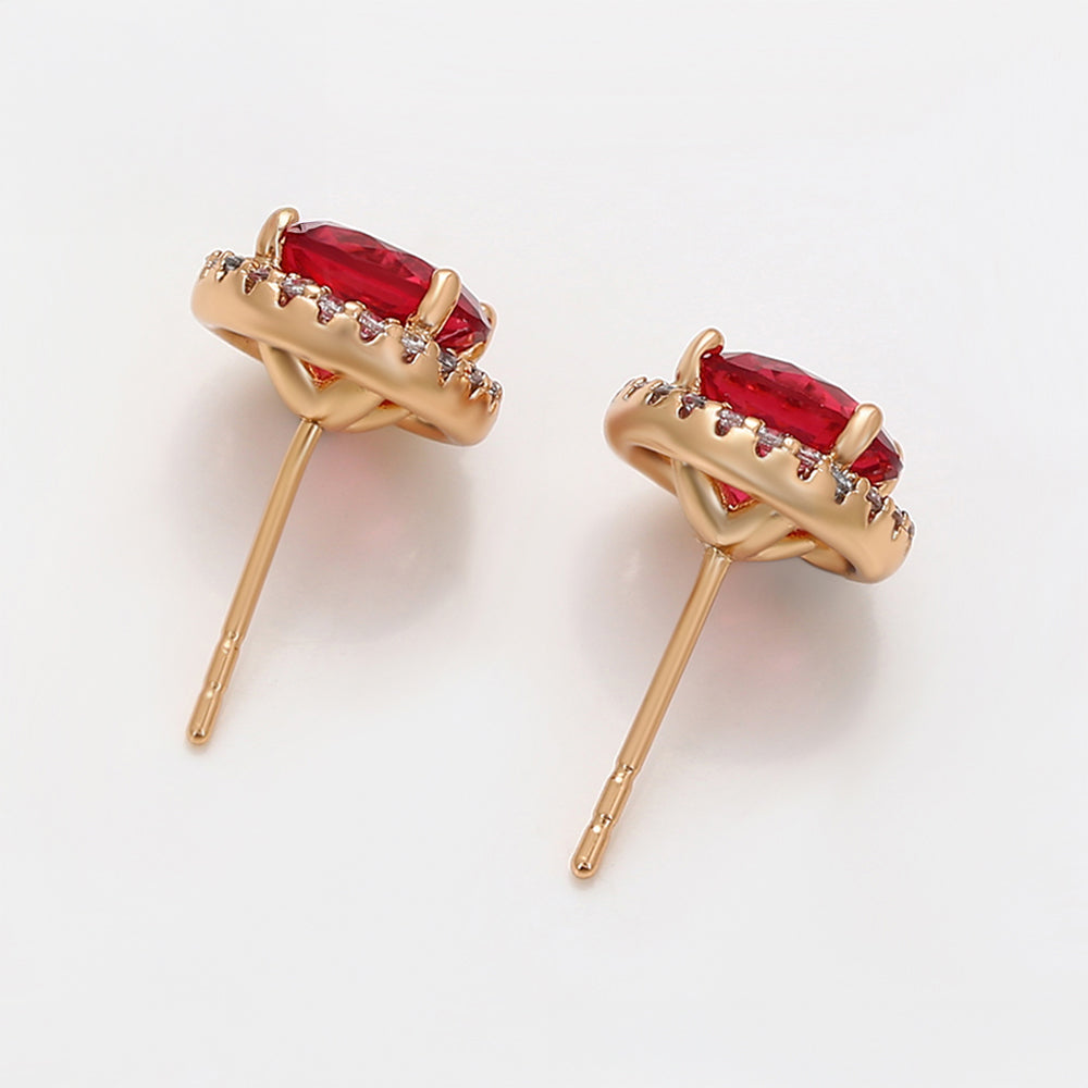 Pendientes de Aleación Bañado en Oro con Cristal Emporia® Rojo y Cristal Emporia® Blanco