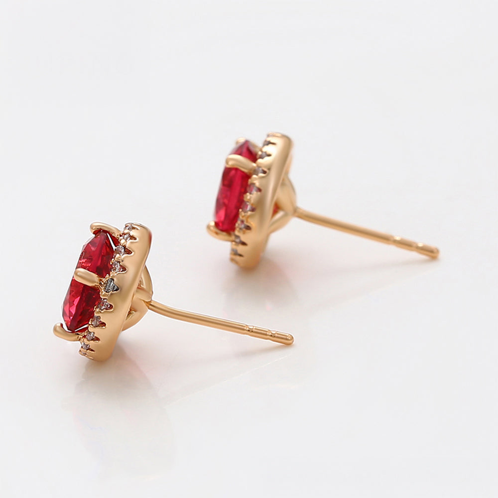 Pendientes de Aleación Bañado en Oro con Cristal Emporia® Rojo y Cristal Emporia® Blanco