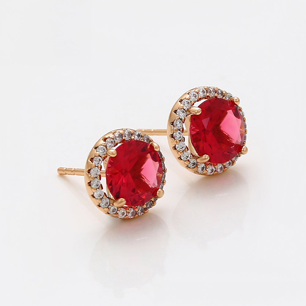 Pendientes de Aleación Bañado en Oro con Cristal Emporia® Rojo y Cristal Emporia® Blanco