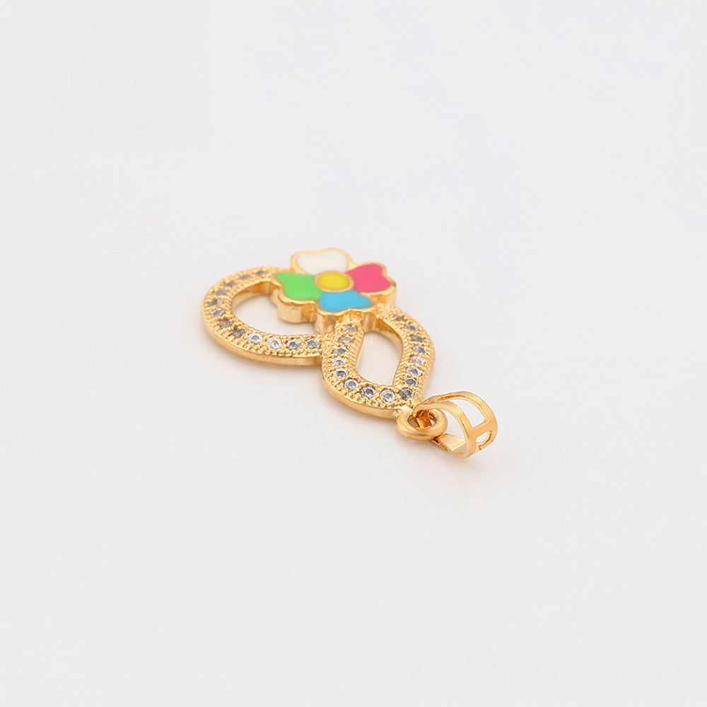 Colgante de Aleación Bañado en Oro con Esmalte y Cristal Emporia® Blanco