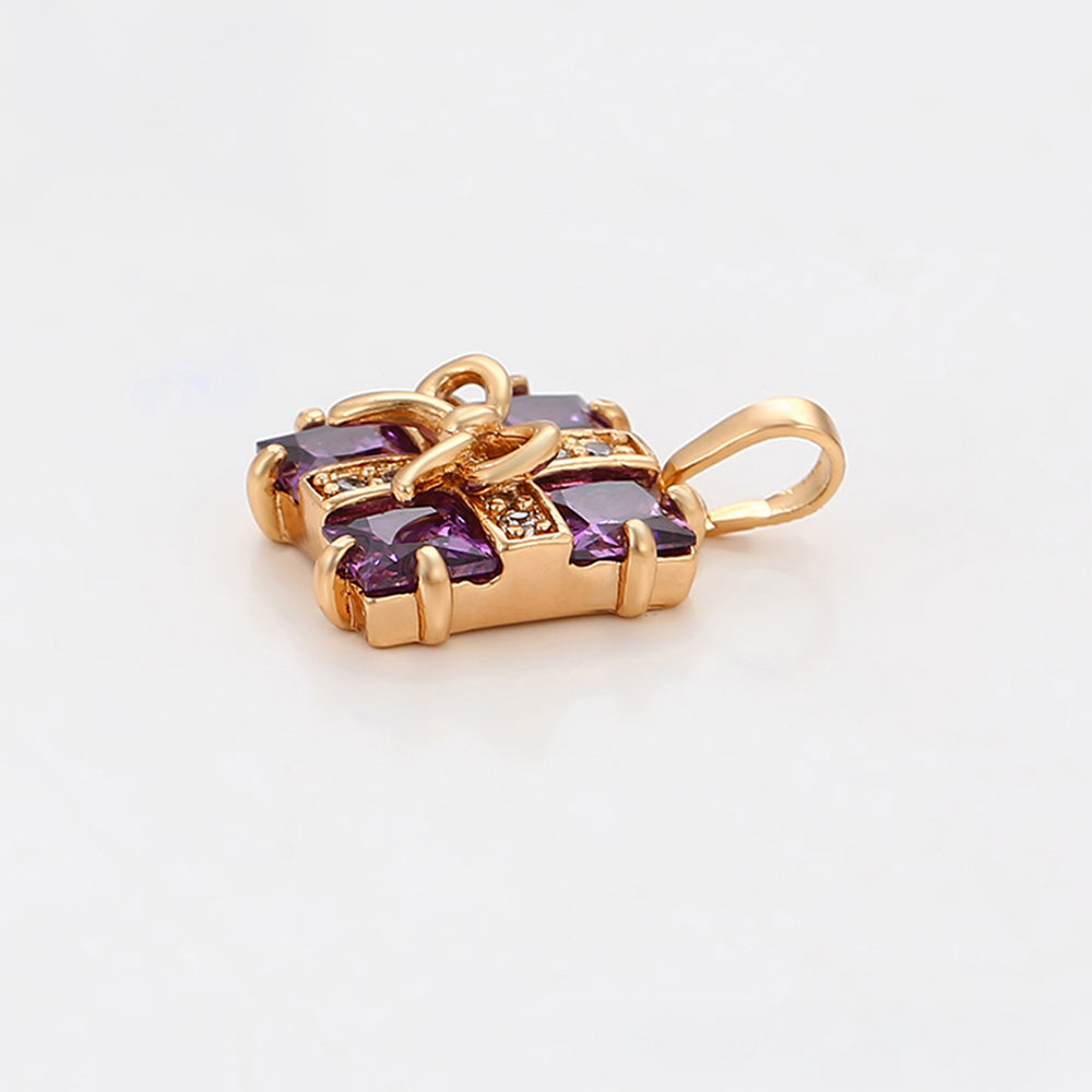 Colgante de Aleación Bañado en Oro con Cristal Emporia® Púrpura