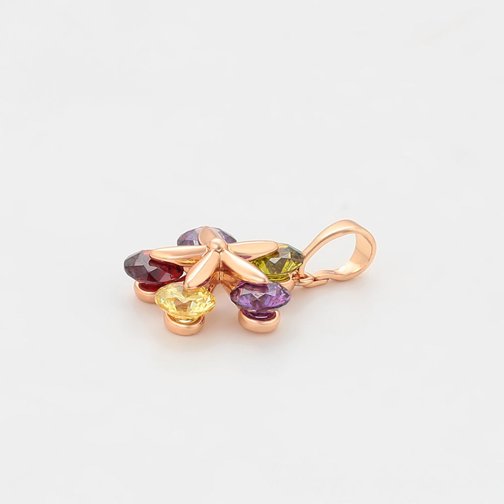 Colgante de Aleación Bañado en Oro con Cristal Emporia® Verde y Cristal Emporia® Púrpura