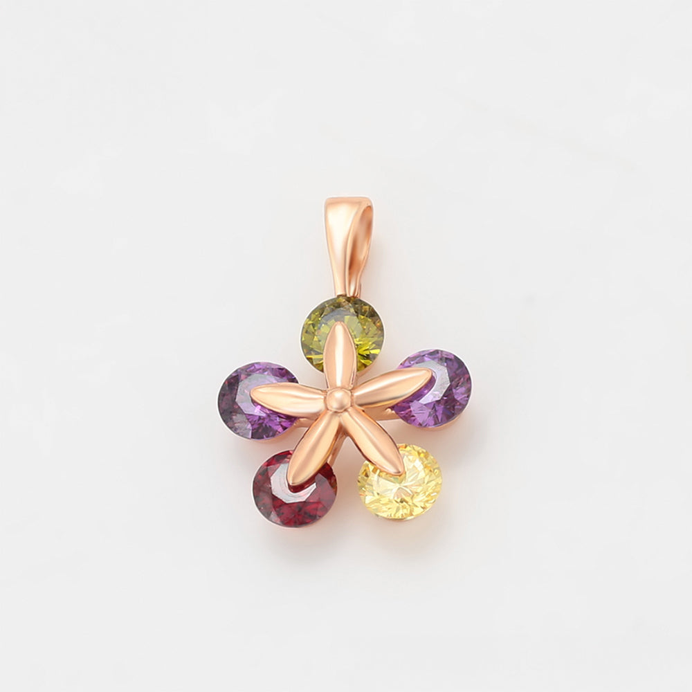 Colgante de Aleación Bañado en Oro con Cristal Emporia® Verde y Cristal Emporia® Púrpura