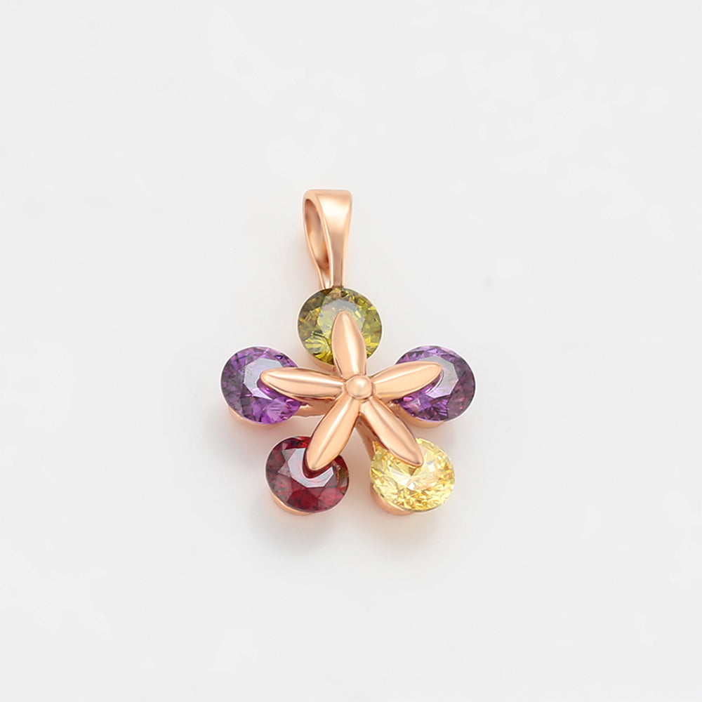Colgante de Aleación Bañado en Oro con Cristal Emporia® Verde y Cristal Emporia® Púrpura