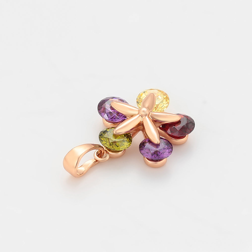 Colgante de Aleación Bañado en Oro con Cristal Emporia® Verde y Cristal Emporia® Púrpura
