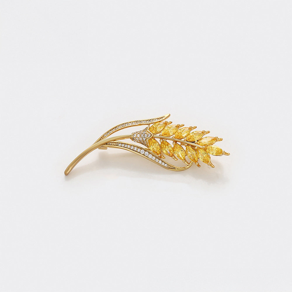 Broche de Aleación Bañado en Oro con Cristal Emporia® Blanco y Cristal Emporia® Amarillo
