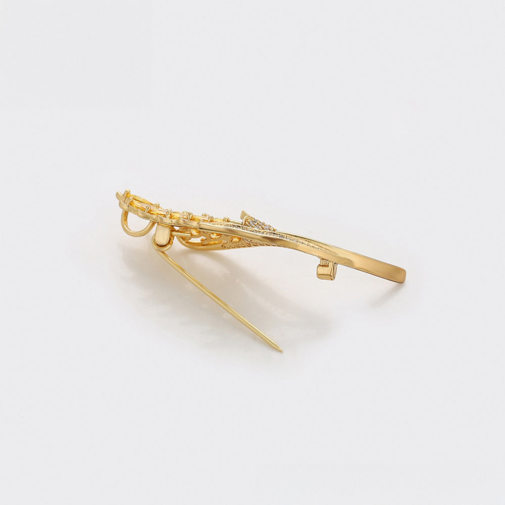 Broche de Aleación Bañado en Oro con Cristal Emporia® Blanco y Cristal Emporia® Amarillo