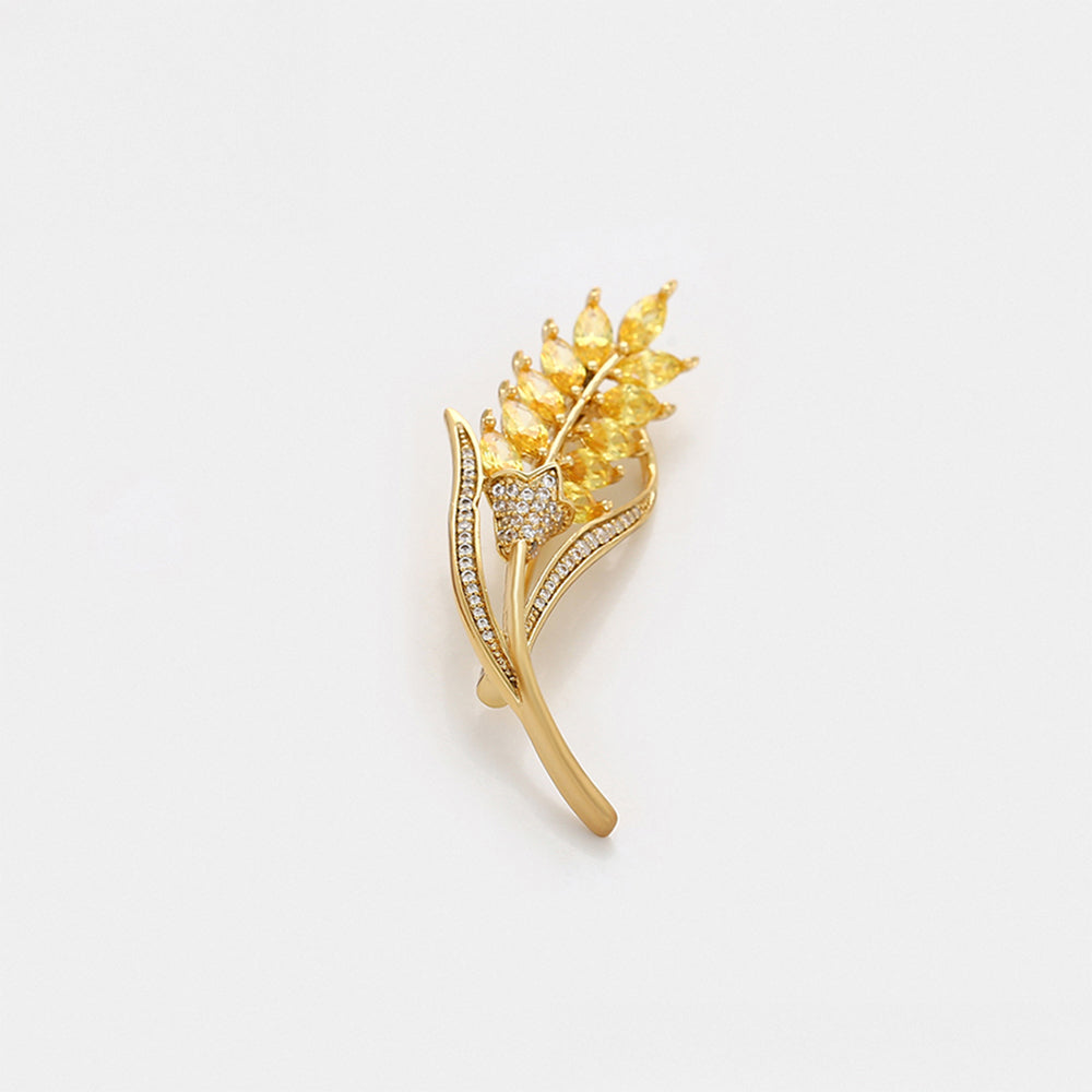 Broche de Aleación Bañado en Oro con Cristal Emporia® Blanco y Cristal Emporia® Amarillo