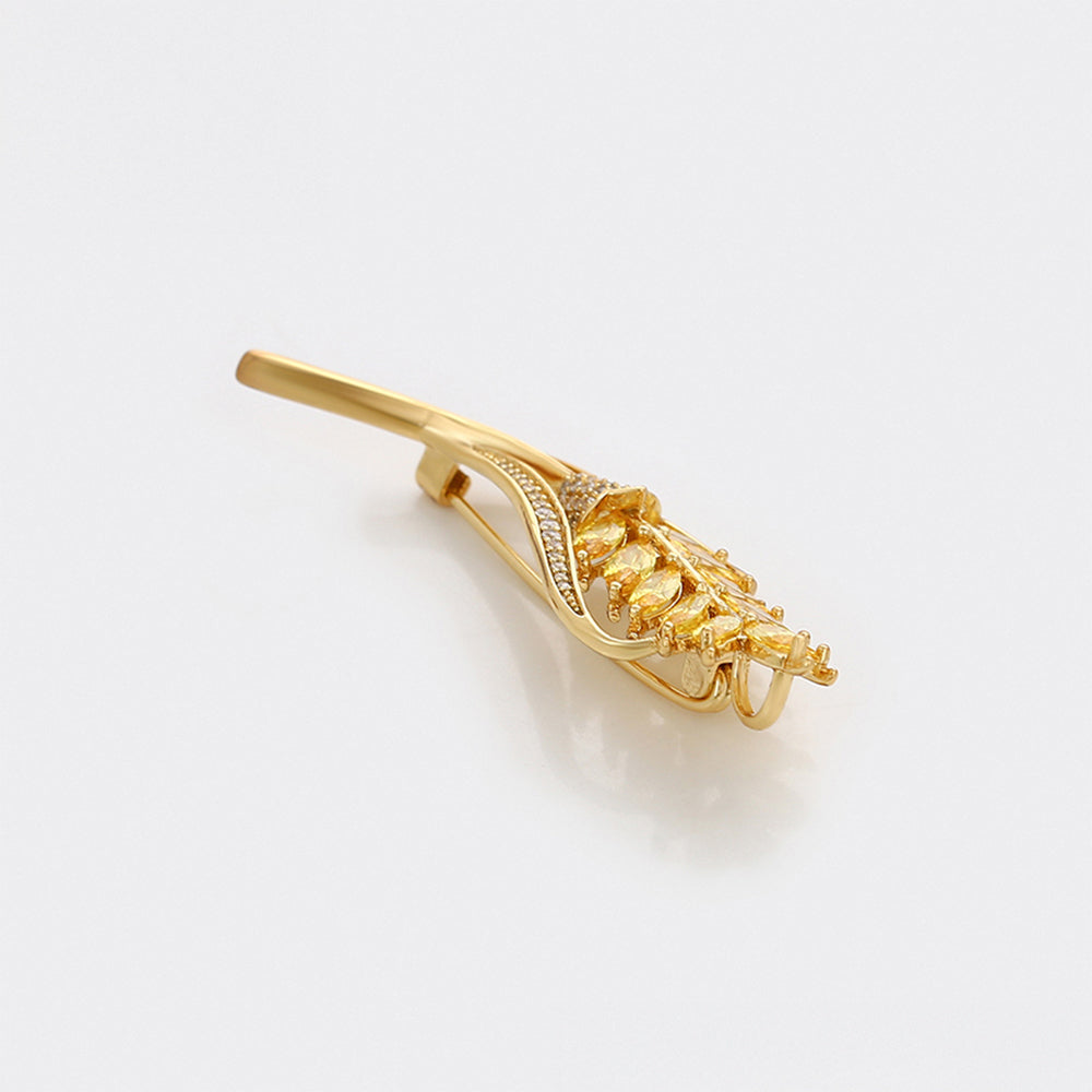 Broche de Aleación Bañado en Oro con Cristal Emporia® Blanco y Cristal Emporia® Amarillo