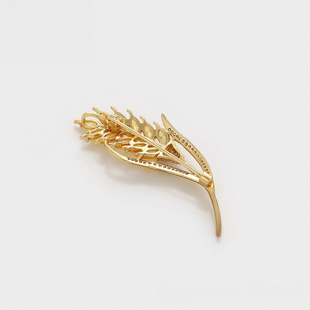 Broche de Aleación Bañado en Oro con Cristal Emporia® Blanco y Cristal Emporia® Amarillo