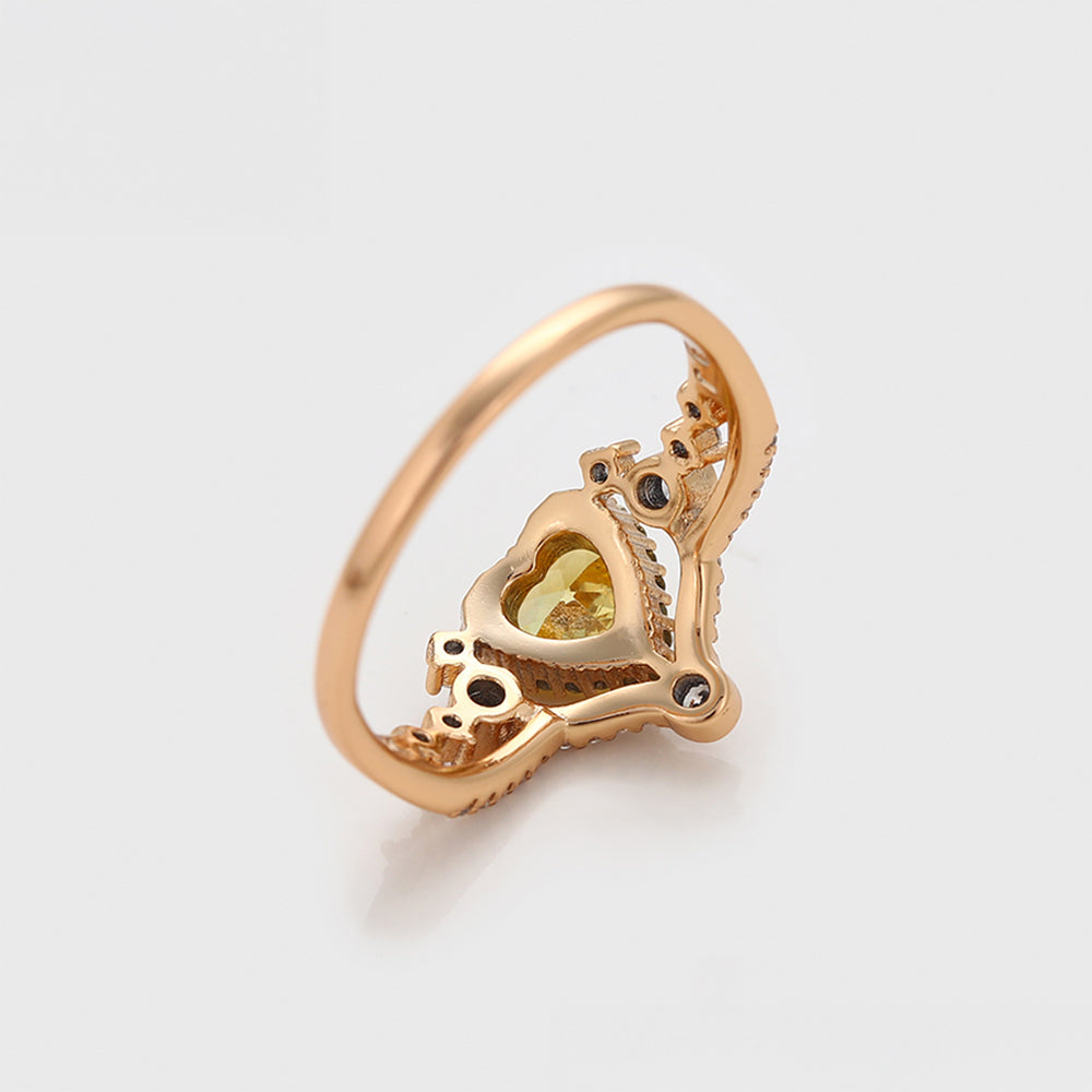 Anillo de Aleación Bañado en Oro con Cristal Emporia® Amarillo y Cristal Emporia® Blanco 6