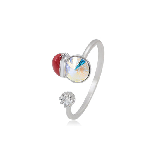 Anillo de Aleación Bañado en Oro con Cristal Emporia® Rojo y Cristal Emporia® Blanco