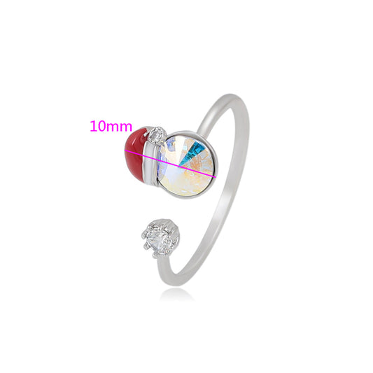 Anillo de Aleación Bañado en Oro con Cristal Emporia® Rojo y Cristal Emporia® Blanco