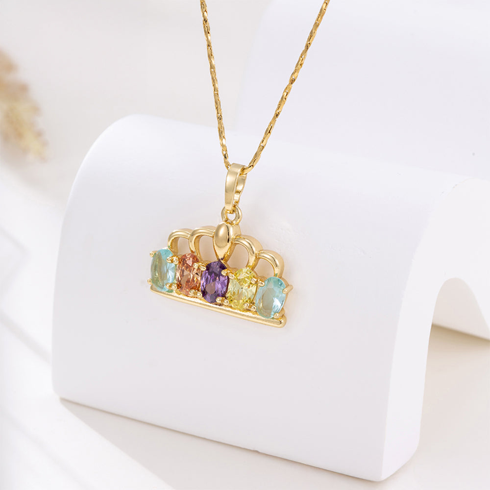 Conjunto de Aleación Bañado en Oro con Cristal Emporia® Púrpura y Cristal Emporia® Amarillo ( Pendientes +Colgante )