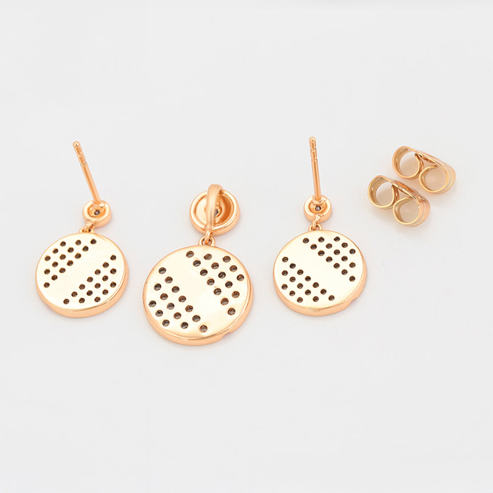 Conjunto de Aleación Bañado en Oro con Cristal Emporia® Rojo y Cristal Emporia® Blanco ( Pendientes +Colgante )