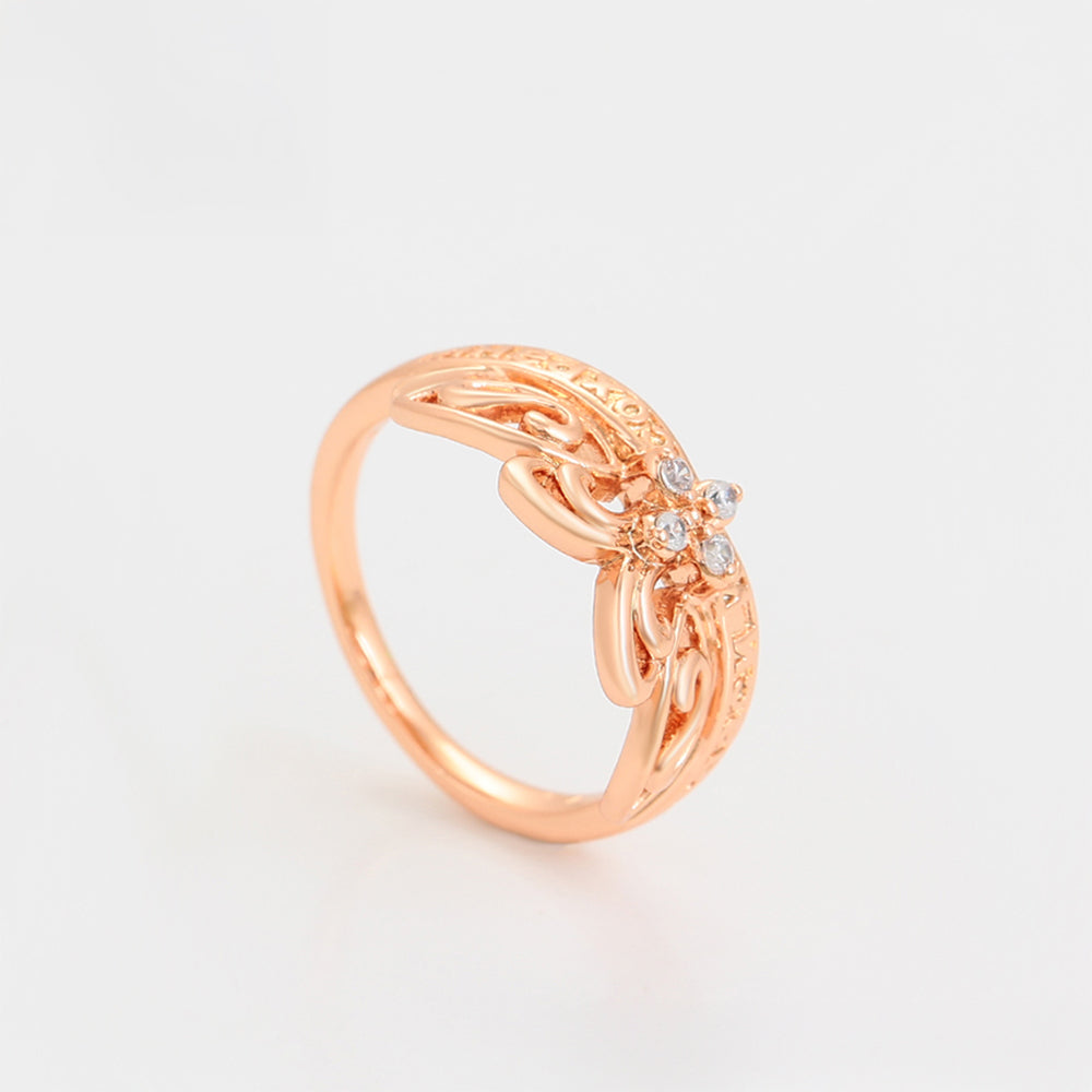 Anillo de Aleación Bañado en Oro con Cristal Emporia® Blanco